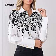 Blusa Branca Casual com Botões Florais Lovito: Estilo para Todas as Estações - imagem 2