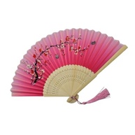 Leque de Madeira com Estampa Elegante - Ventilador de Mão Chique e Sustentável (Rosa Borboletas Cerejeira) - imagem 2