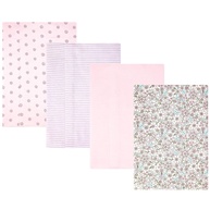Conjunto de Panos de Boca para Bebê com Estampa Floral Rosa - 4 Unidades Macias e Absorventes - imagem 1