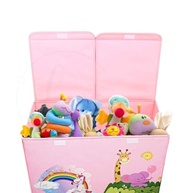 Baú de Brinquedos Rosa 60x40 cm | Caixa Organizadora Montável Estampada para Quarto Infantil - imagem 2