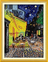 Kit de Ponto Cruz Estampado Van Gogh - Café Terraço à Noite 11CT 24,9x34,8cm - imagem 1