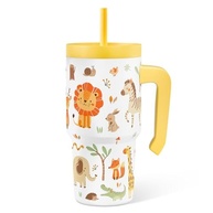 Copo Infantil com Canudo de Aço Inox 590ml - Estampas Animais Selvagens | Isolado, Seguro e Divertido - imagem 2