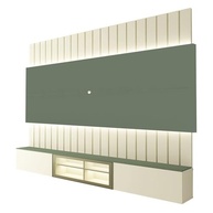 Estante Home para TV até 85" com LED 230cm Soberano Reflecta Off White/Verde - Design Moderno com Iluminação e Abertura Suave - imagem 3