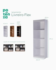 Estante Livreiro Flex Multiuso Bipartida com 4 Prateleiras – Montagem Vertical ou Balcão (Nature) - imagem 3