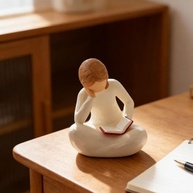 Estátua da Pensadora Lendo - Escultura Moderna em Resina para Decoração de Estante e Escritório - imagem 5