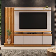 Estante Home para TV até 65 Polegadas com 4 Portas - Cinamomo/Off White - imagem 1