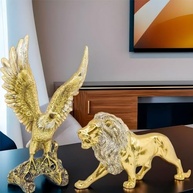 Kit Águia e Leão Dourado - Estatueta Resina Luxo para Decoração de Sala, Escritório e Estante - imagem 5