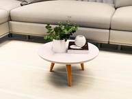 Mesa de Centro Tripe Redonda Retro - Design Elegante com Pés Palito para Sala de Estar - imagem 2