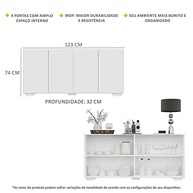 Aparador Buffet 4 Portas Branco Multimóveis – Design Moderno para Sala de Estar e Jantar - imagem 4
