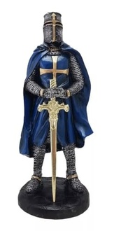 Cavaleiro Medieval Ordem dos Templários Azul 23cm - Estátua em Resina Colecionável - imagem 2
