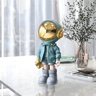 Estátua de Astronauta em Poliresina - Mini Escultura Decorativa Azul para Mesa e Quarto - imagem 3