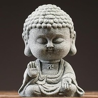Estátua de Buda Pequena 9,9 cm - Decoração Zen para Ambientes Internos e Externos em Arenito Cinza - imagem 3