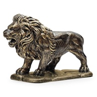 Leão Andando Em Pé - Estátua Decorativa Dourada com Base Luxuosa - imagem 4
