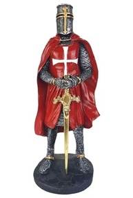 Cavaleiro Medieval Ordem dos Templários Vermelho 23cm - Estátua em Resina Colecionável - imagem 2