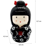 Estátua Cerâmica Kokeshi Preta - Simboliza Amizade, Amor e Proteção | Decoração Japonesa Encantadora - imagem 3