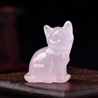 Estátua de Guardião de Gato em Quartzo Rosa - Cristal Esculpido à Mão para Decoração e Colecionáveis - imagem 2