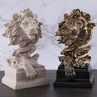 Leão de Arenito Dourado H&W – Estátua de Decoração para Casa e Escritório – Presente Elegante e Coleção Exclusiva - imagem 3