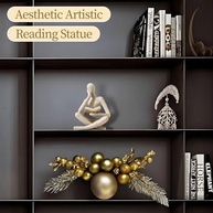 Estátua de Pensador para Decoração Moderna - Escultura de Leitura em Resina para Estante, Escritório e Sala de Estar - imagem 5