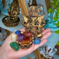 Combo Estátua de Ganesha + Castiçal Flor de Lótus + 7 Pedras dos Chakras - Equilíbrio Energético e Harmonia - imagem 3