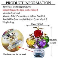 Maçã de Cristal Decorativa com Base Giratória - Estátua de Maçã Facetada 5 Cores para Decoração de Mesa - imagem 4