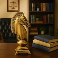 Estátua Decorativa de Cavalo Dourado Envelhecido | Design Clássico 27 cm | Base Ornamentada para Decoração de Mesa - imagem 4