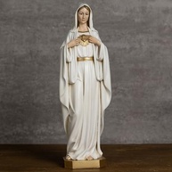 Estátua do Imaculado Coração de Maria Católica 25,4 cm - Ouro e Branco, Pintada à Mão, Presente Religioso Elegante - imagem 3