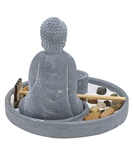 Buda Zen para Jardim Cinza 14x16cm - Estátua Decorativa para Ambientes Exteriores e Interiores - imagem 4