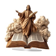 Estátua de Jesus em Acrílico Decorativo - Design Religioso com Bíblia para Sala e Quarto - imagem 1