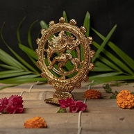 Estátua de Shiva Nataraja Dançante em Alumínio com Acabamento Dourado - Decoração Espiritual e Artística - imagem 5