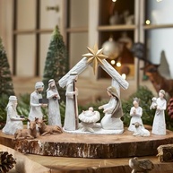Conjunto de Presépio de Natal NEROSUN - 12 Peças em Resina com Estátuas da Sagrada Família - imagem 2