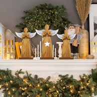 Suzile Estátuas de Anjo em Madeira - 3 Peças Decorativas para Natal e Ambientes Espirituais - imagem 5
