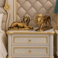 Kit Estátuas Decorativas de Leão em Bronze Dourado - Par de Esculturas Clássicas para Decoração de Ambientes - imagem 4