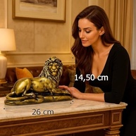 Kit Estátuas Decorativas de Leão em Bronze Dourado - Par de Esculturas Clássicas para Decoração de Ambientes - imagem 3