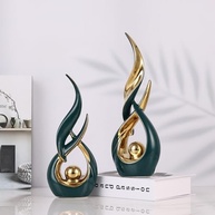 Estátuas de Cerâmica em Ouro Verde - Esculturas Abstratas Modernas para Decoração de Ambientes - imagem 3