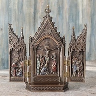 Estatueta Triptych Calvary 21cm Bronze - Decoração Elegante e Clássica - imagem 3