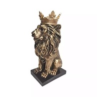 Estatueta Leão com Coroa Dourada - Resina Premium com Base Preta - imagem 4