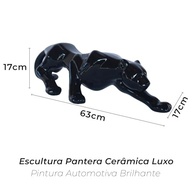 Estatueta Pantera Negra em Cerâmica - Onça Jaguar 63cm | Decoração Elegante e Feroz - imagem 4