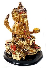 Estatueta de Ganesha Dourada em Resina - 12cm | Decoração Religiosa com Detalhes Realistas - imagem 3