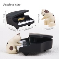 Conjunto de Estatuetas de Gato Piano ZORZA - Decoração Fofa e Musical para Estante - imagem 4