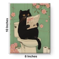 Arte de Parede Gato Engraçado em Tela 20x25cm - Decoração Estética para Banheiro e Apartamento - imagem 3