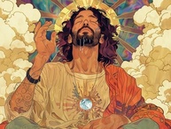 Tapeçaria Engraçada Jesus para Decoração de Parede - 130x150cm | Estética e Versátil para Quarto, Sala e Dormitório - imagem 3