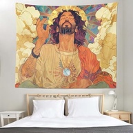 Tapeçaria Engraçada Jesus para Decoração de Parede - 130x150cm | Estética e Versátil para Quarto, Sala e Dormitório - imagem 4