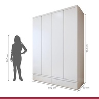 Guarda-Roupa 4 Portas 3 Gavetas 100% MDF Urbano Branco - Organize seu Quarto com Estilo - imagem 3