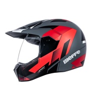 Capacete Moto Bieffe 3Sport React Cinza Dark Vermelho Fosco - Segurança e Estilo para Sua Pilotagem - imagem 1