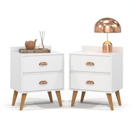 Kit 2 Mesas de Cabeceira Retro Madero com Gaveta e Nichos – Estilo Moderno e Funcionalidade - imagem 2