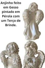 Anjo Decorativo em Gesso 20cm - Estilo Religioso com Terço | Decoração Católica e Presente Dia das Mães - imagem 5