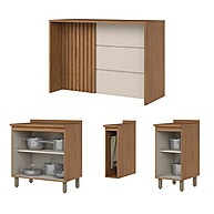 Kit Ilha Gourmet Balcão 3 Portas Yasmin: Organize sua Cozinha com Estilo - imagem 2