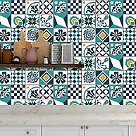 Papel de Parede Azulejo Lavável em Tons de Verde – Decore com Estilo! - imagem 2