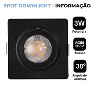 Spot LED Quadrado 3W: Ilumine com Estilo! - imagem 2
