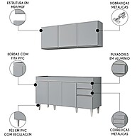 Cozinha Completa Argélia 150cm: Organize com Estilo! - imagem 2